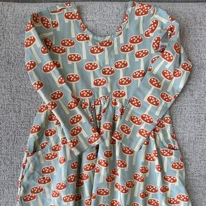 Hanna Andersson Blue Dress with Red Mushroom Print